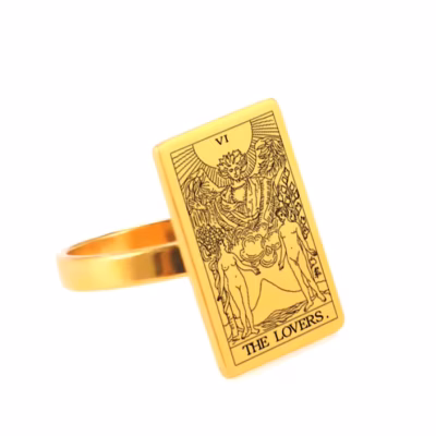 The Lovers Tarot Gold Romantic Symbol Ring
