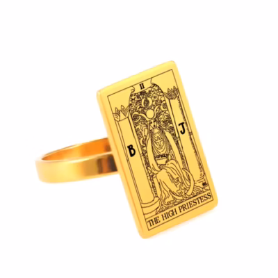 The High Priestess Tarot Gold Mystic Ring