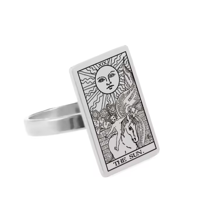 The Sun Tarot Silver Celestial Symbol Ring