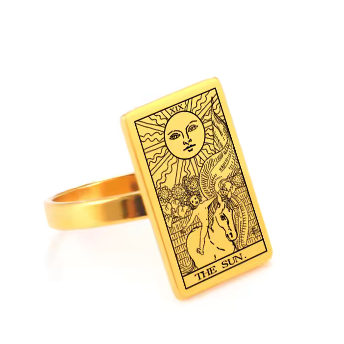 The Sun Tarot Gold Celestial Symbol Ring