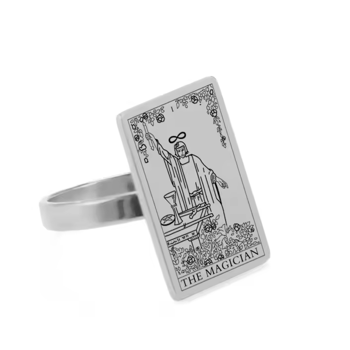 The Magician Tarot Silver Mystic Symbol Ring