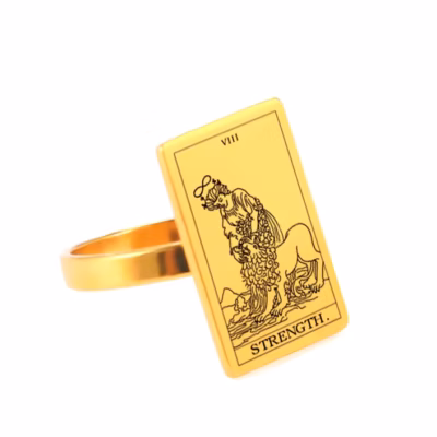 Strength Tarot Gold Mystic Symbol Ring