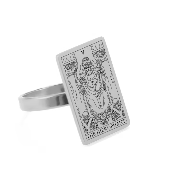 The Hierophant Tarot Silver Mystic Symbol Ring