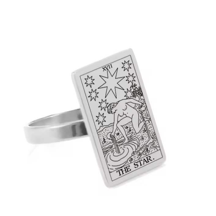 The Star Tarot Silver Celestial Symbol Ring