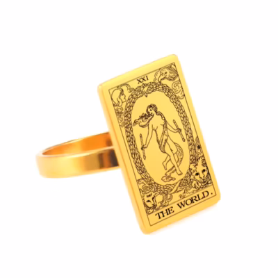The World Tarot Gold Mystic Symbol Ring