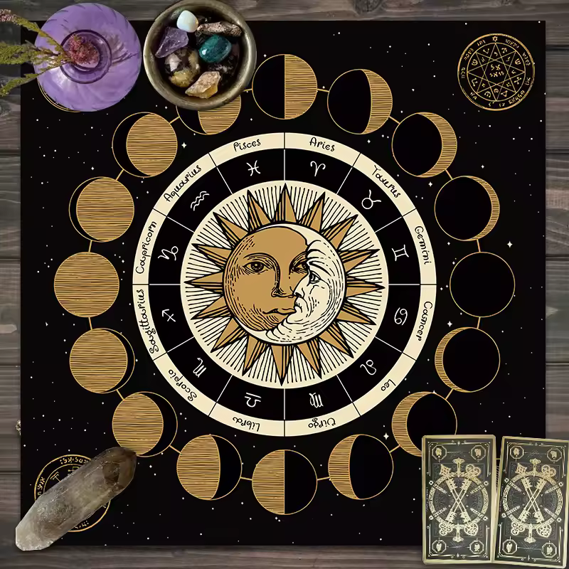 Tarot Lunar Symbol Reading Cloth