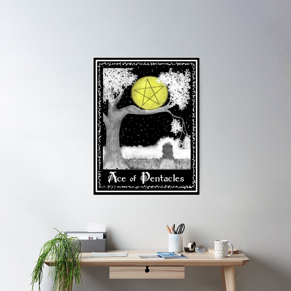 Ace Of Pentacles Witchcraft Tarot Design Poster - Image 2
