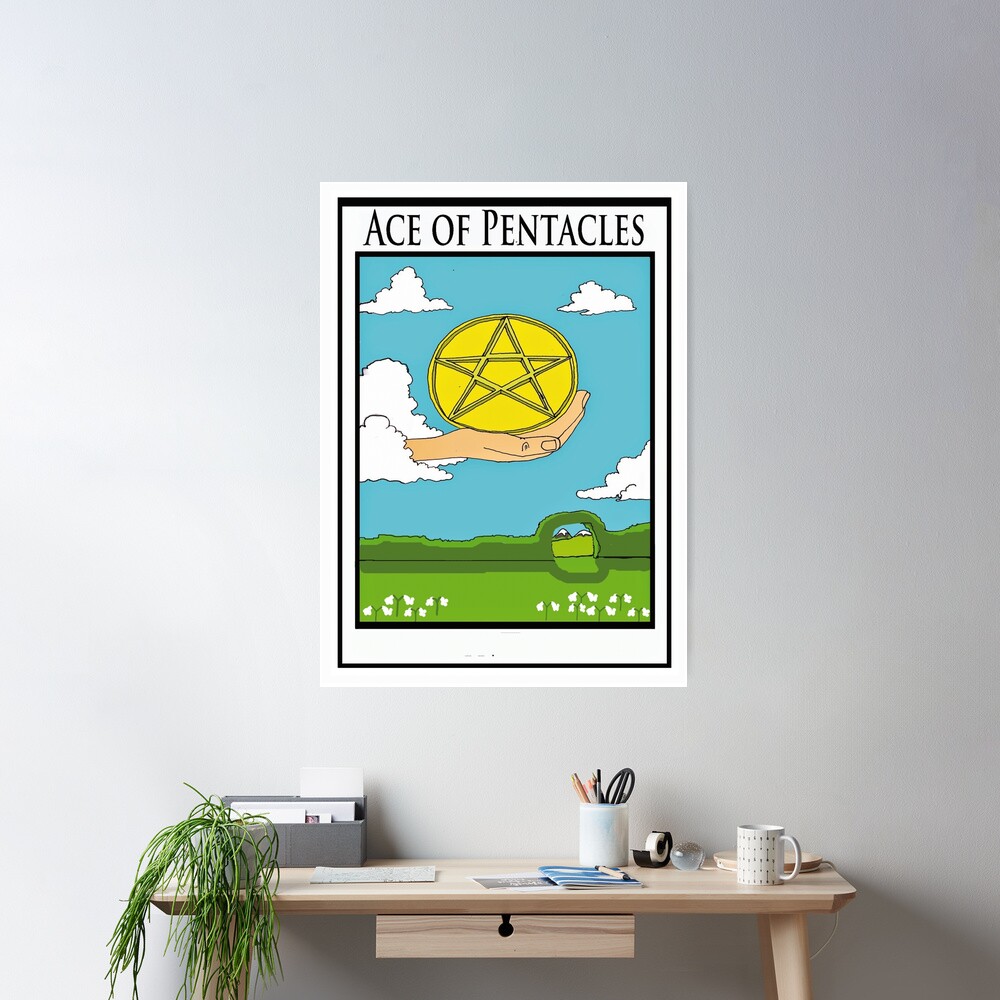 Ace Of Pentacles Mystic Tarot Design Poster - Image 2