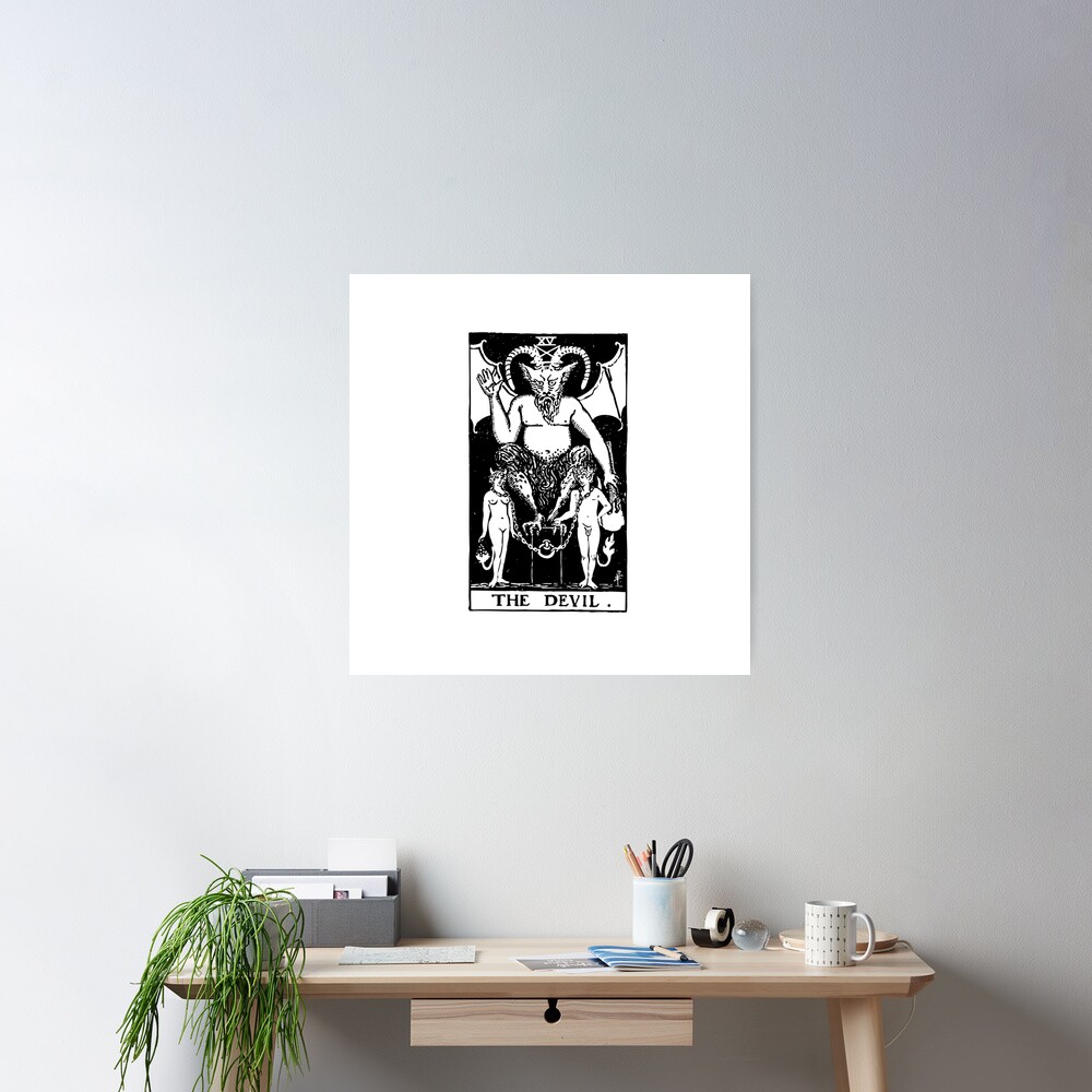 The Devil Black White Tarot Design Poster - Image 2