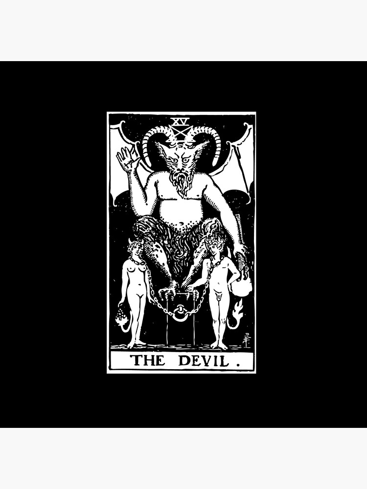 The Devil Black White Arcana Design Throw Pillow - Image 2