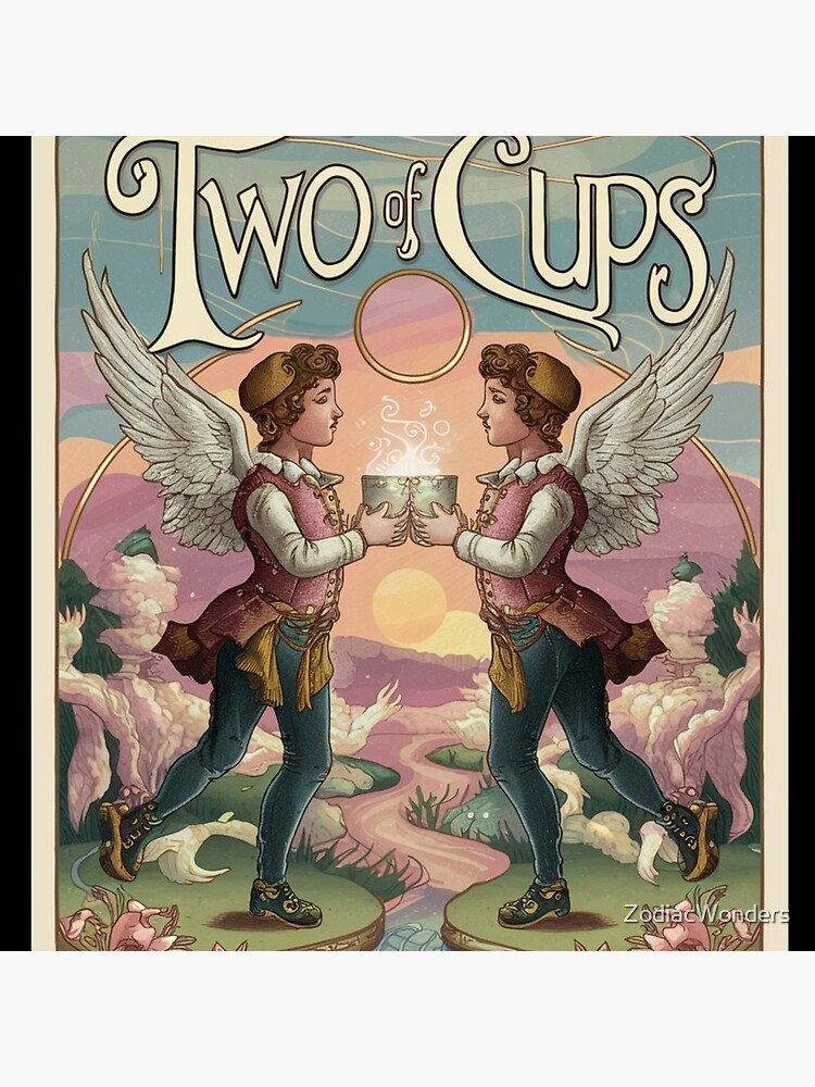 Two Of Cups Tarot Classic Design Throw Pillow - Image 2