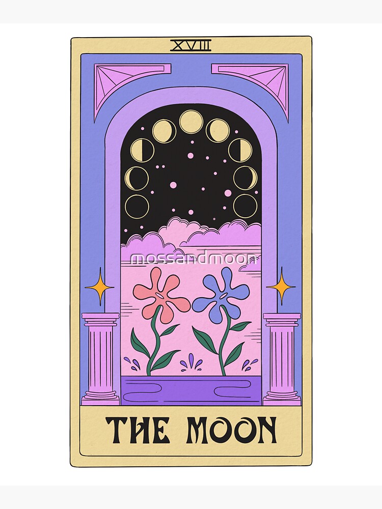 The Moon Tarot Celestial Design Throw Pillow - Image 2
