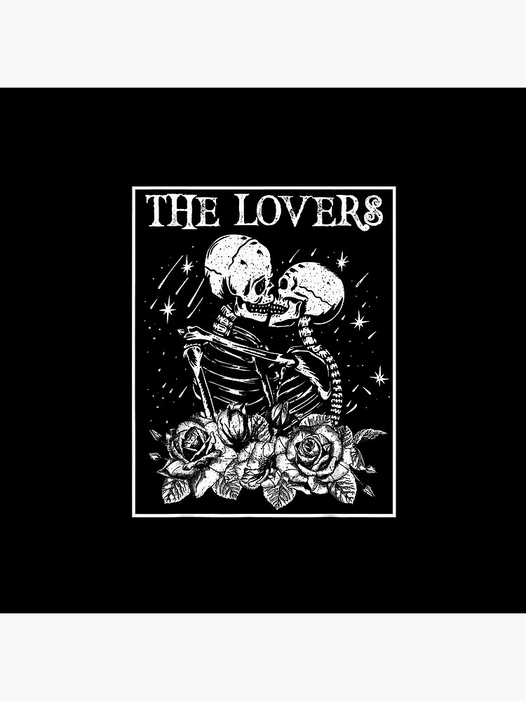 The Lovers Skeleton Kissing Floral Tarot Throw Pillow - Image 2