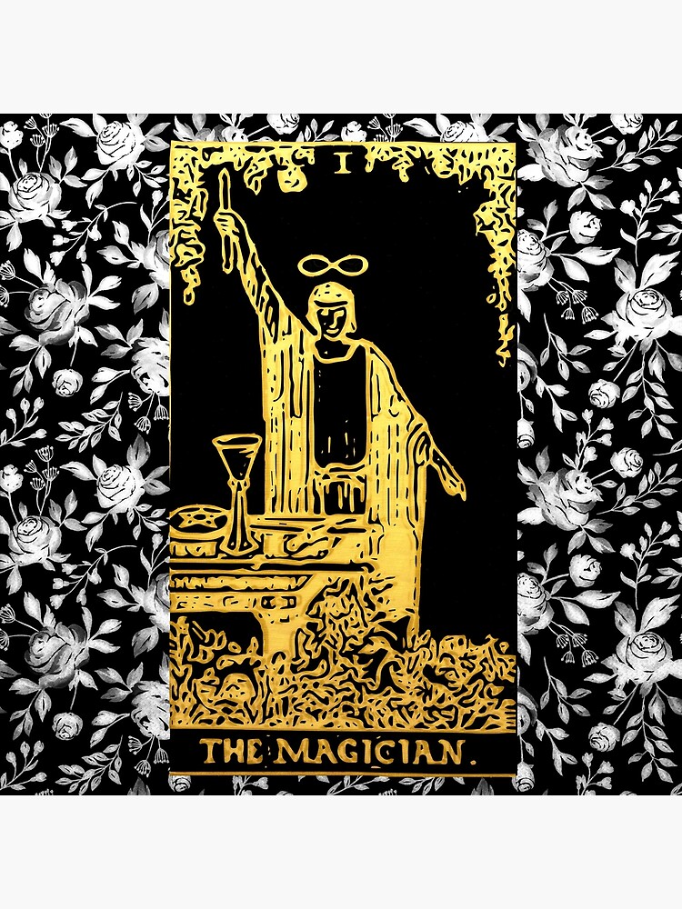 The Magician Floral Tarot Design Throw Pillow - Image 2