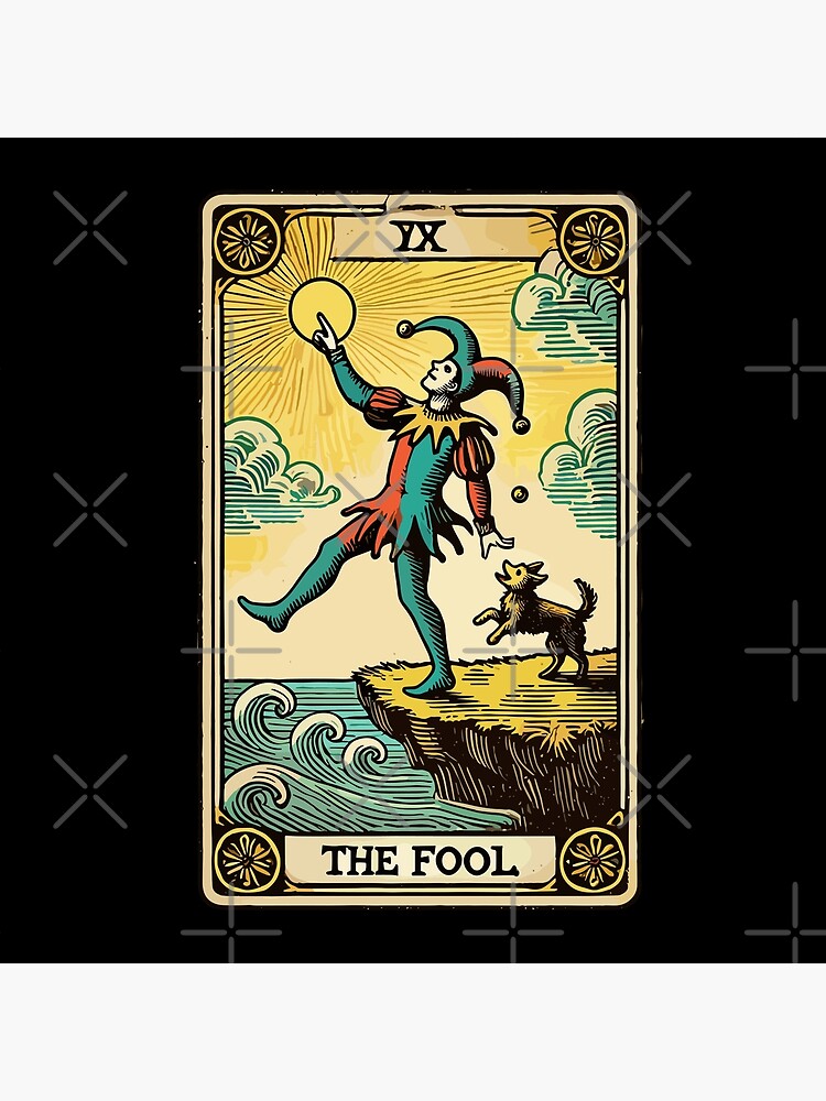 The Fool Vintage Halloween Arcana Design Throw Pillow - Image 2