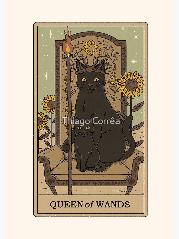 Queen Of Wands Mystic Tarot Design Shower Curtain - Image 2
