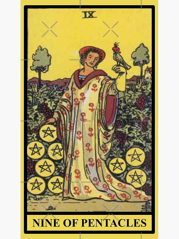 Nine Of Pentacles Tarot Design Shower Curtain - Image 2