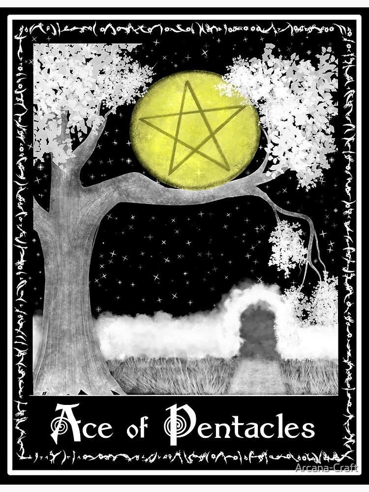 Ace Of Pentacles Witchcraft Tarot Design Shower Curtain - Image 2