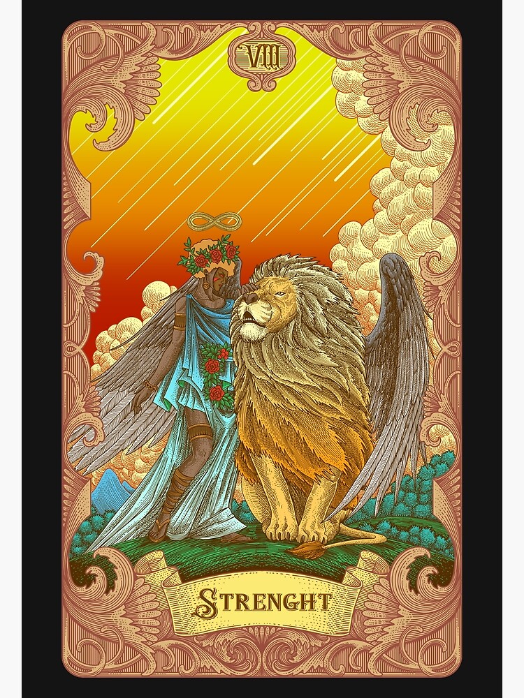 Strength Tarot Mystic Illustration Design Shower Curtain - Image 2