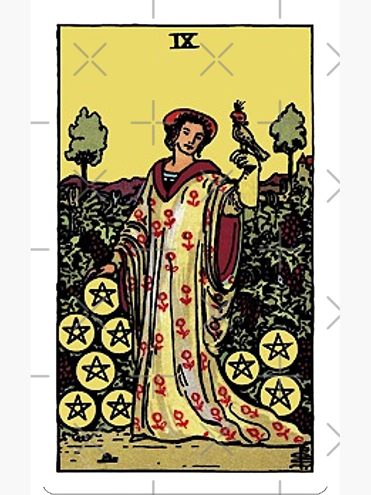 Nine Of Pentacles Arcana Design Shower Curtain - Image 2
