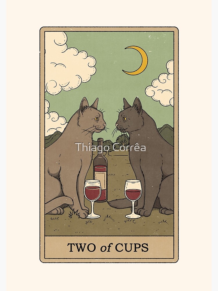 Two Of Cups Mystic Tarot Design Shower Curtain - Image 2