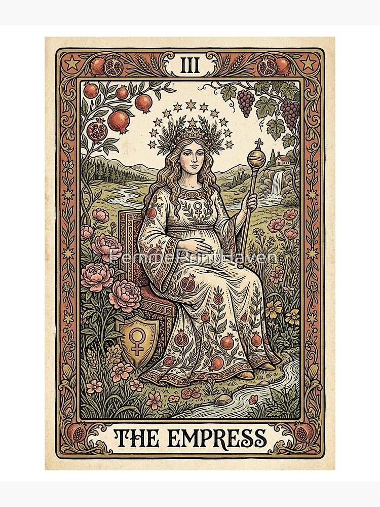 The Empress Peony Botanical Tarot Design Shower Curtain - Image 2