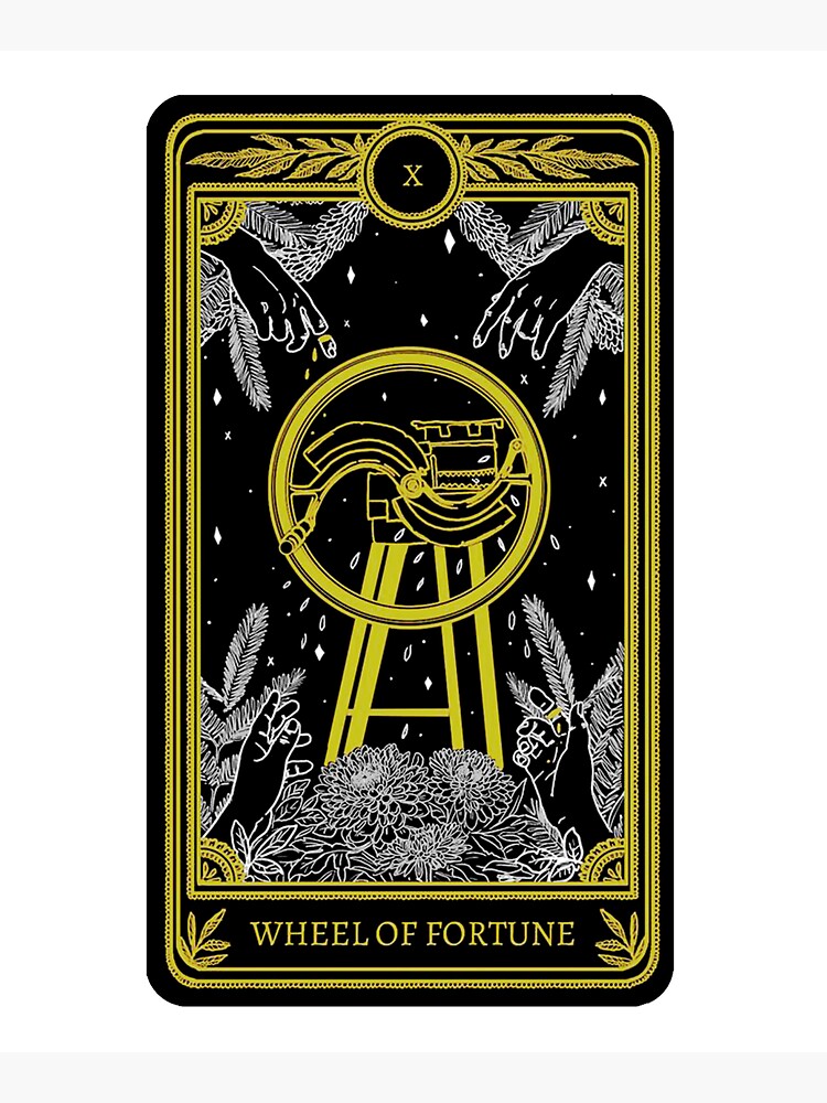 Wheel Of Fortune Black Tarot Design Tapestry - Image 2