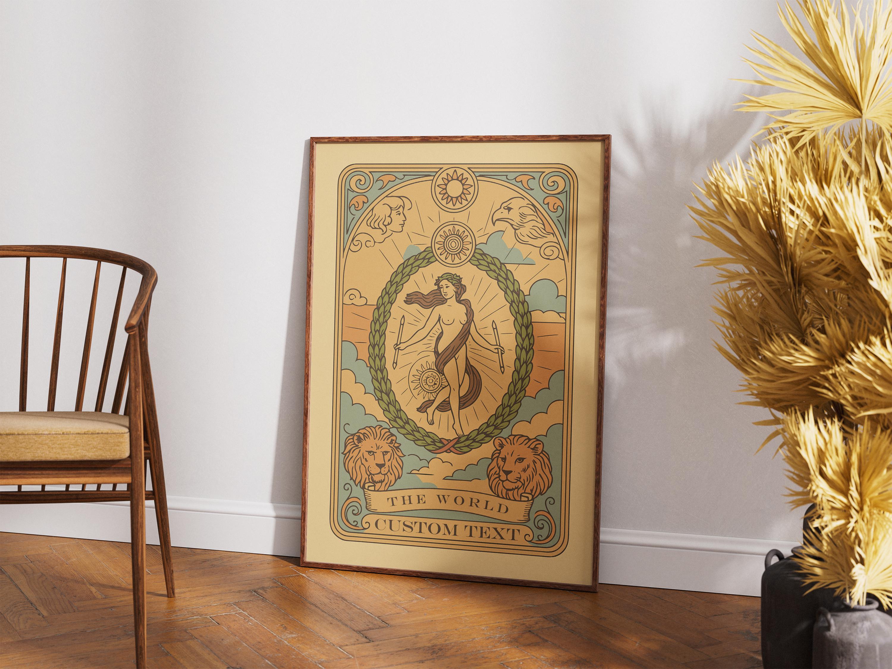Vintage The World Astrology Custom Tarot Wall Art