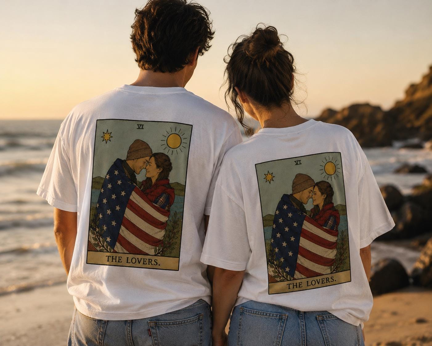 Couple Photo Lovers Tarot Custom T Shirt - Image 2