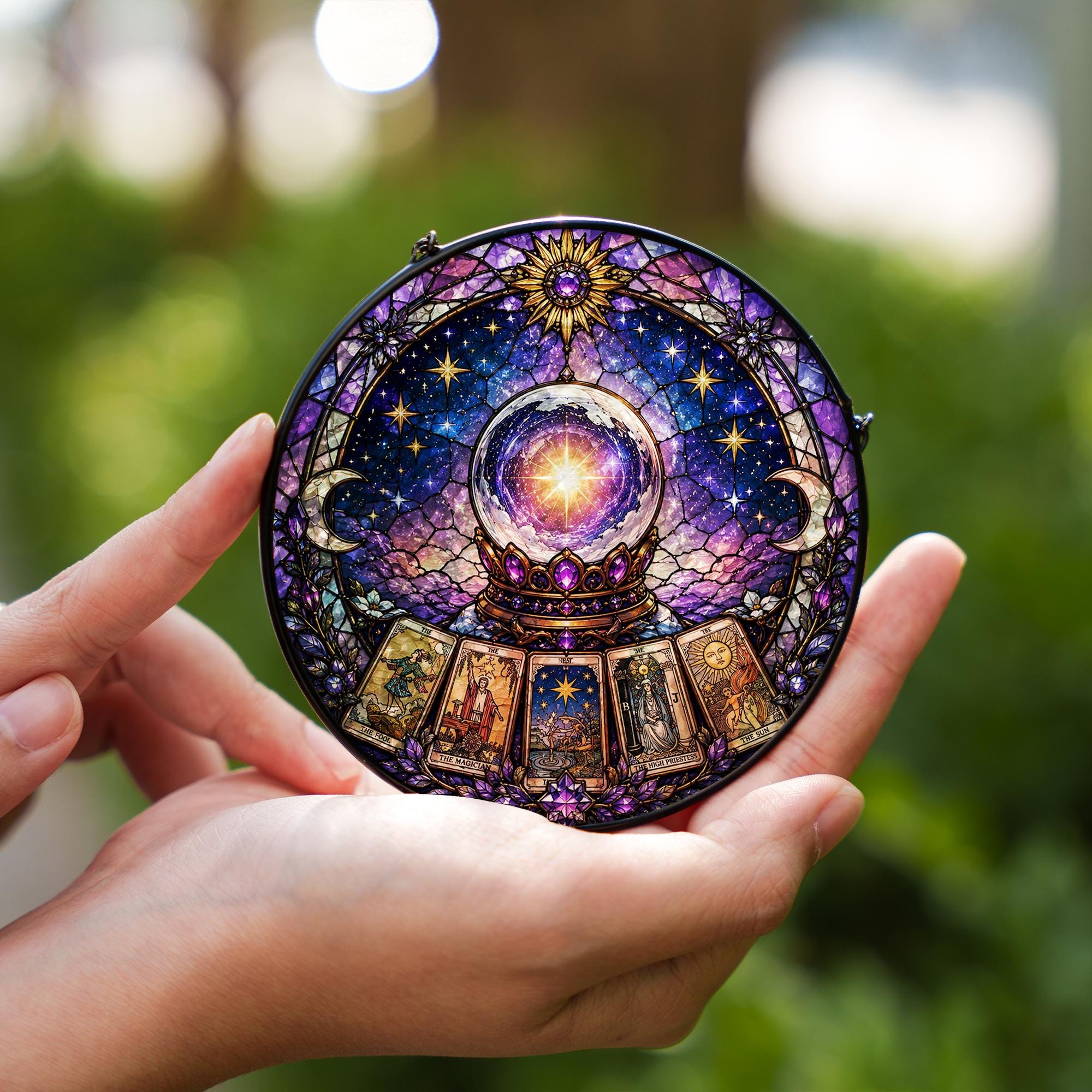 Mystic Crystal Ball Celestial Tarot Suncatcher - Image 4