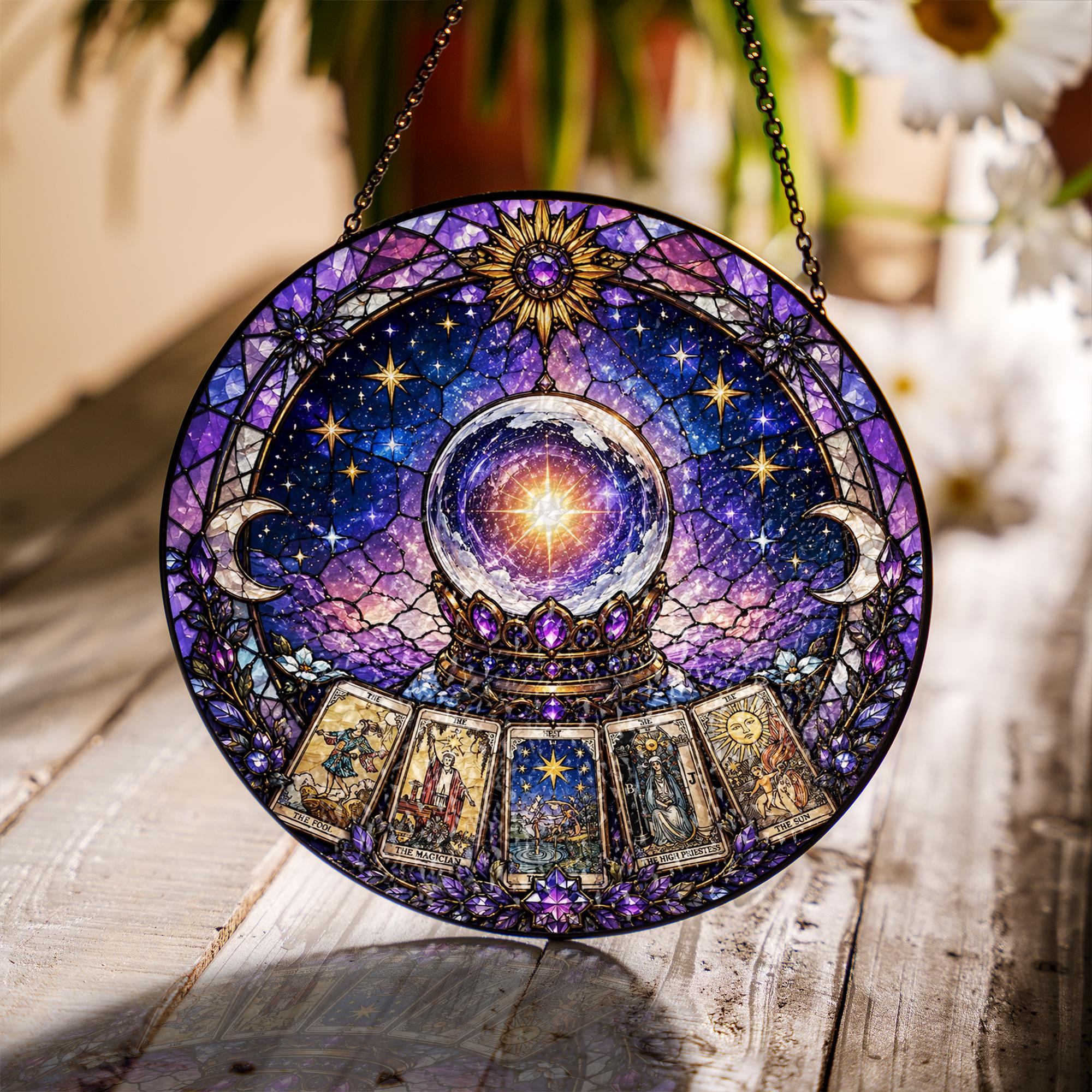 Mystic Crystal Ball Celestial Tarot Suncatcher