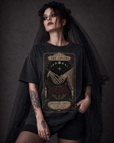 Gothic Bride Lovers Tarot Custom T Shirt