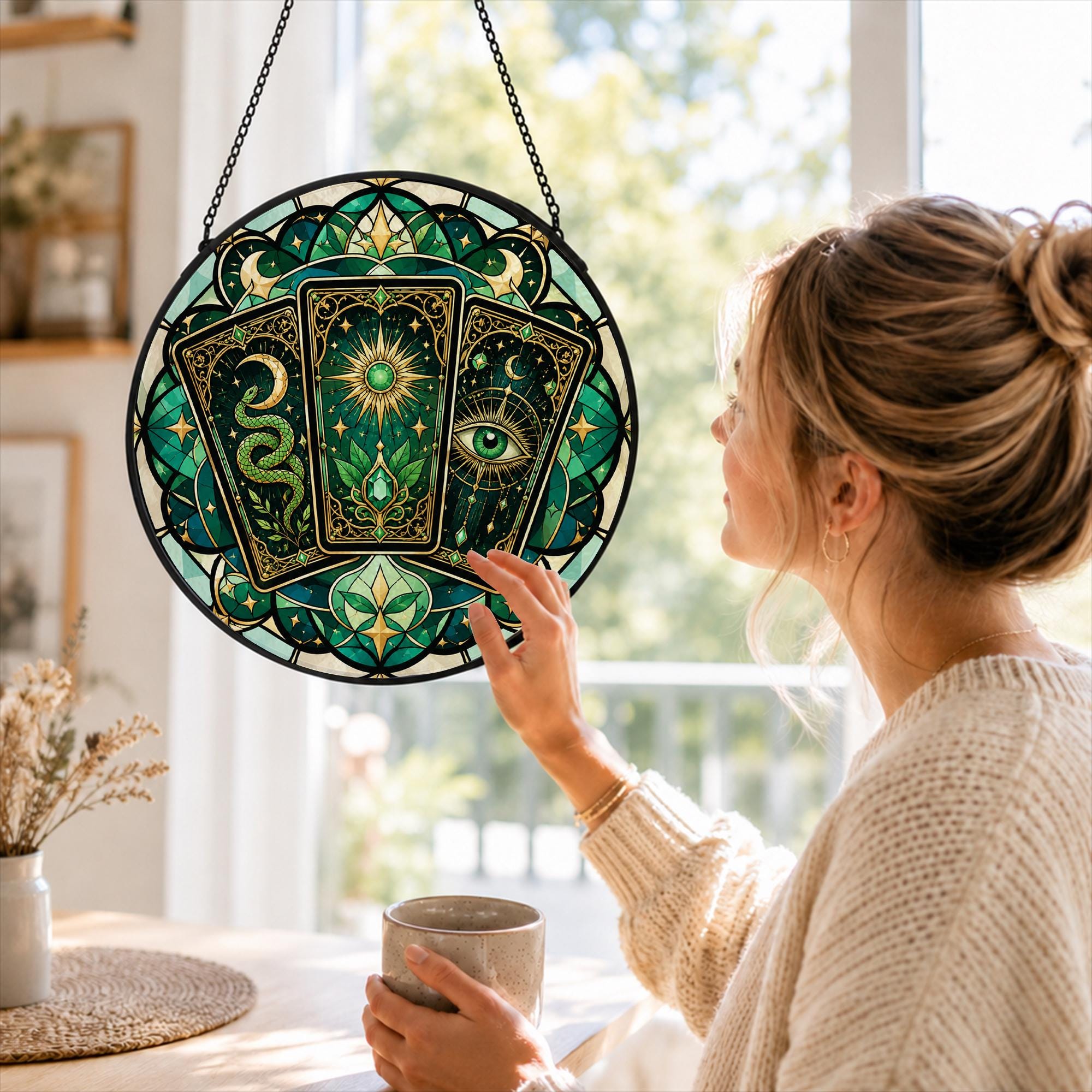 Mystic Moon Tarot Glass Window Suncatcher - Image 4