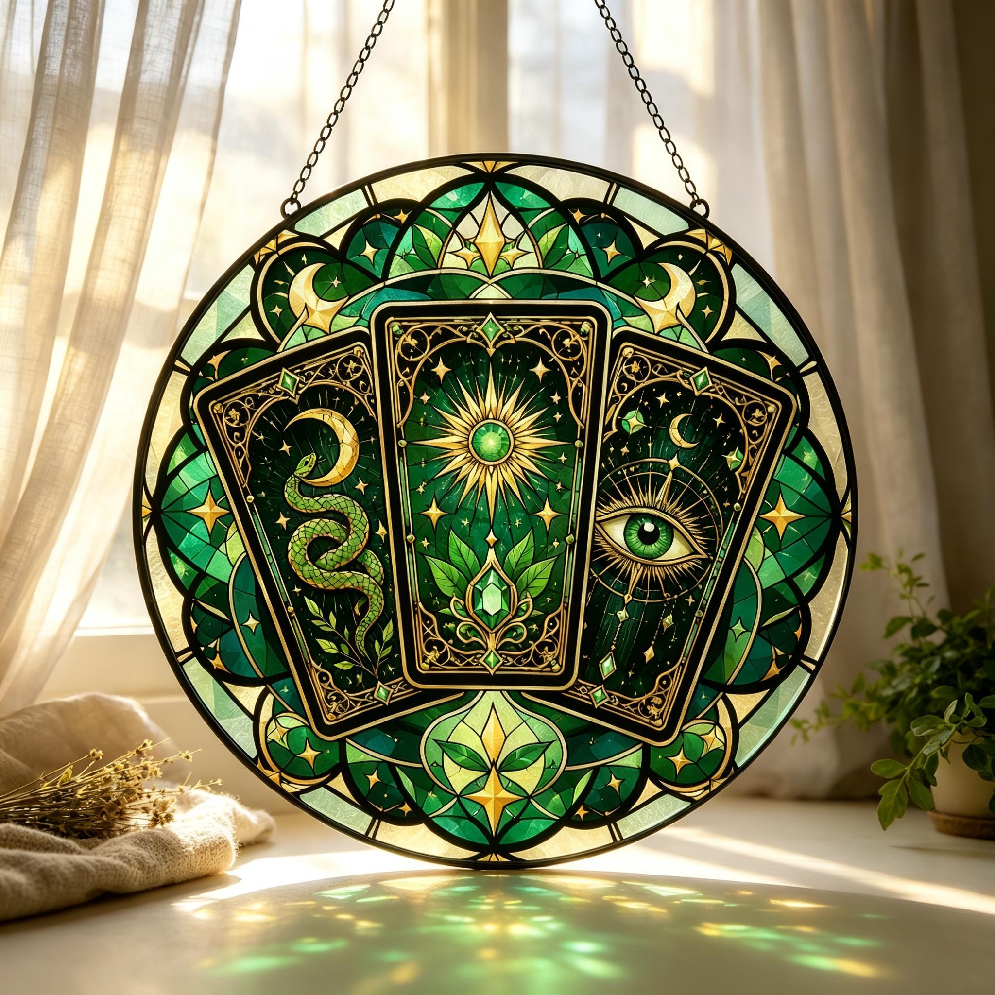 Mystic Moon Tarot Glass Window Suncatcher