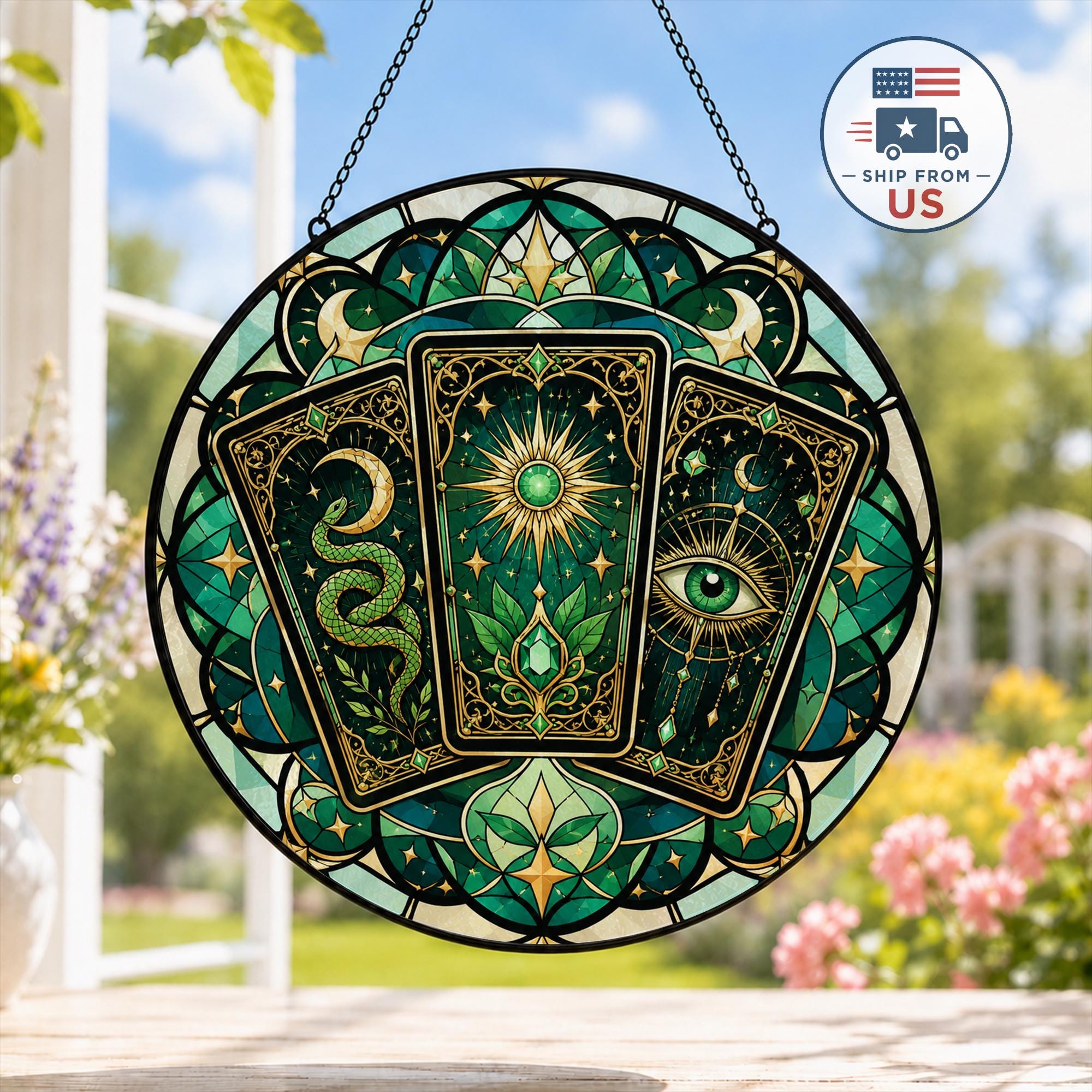 Mystic Moon Tarot Glass Window Suncatcher - Image 2