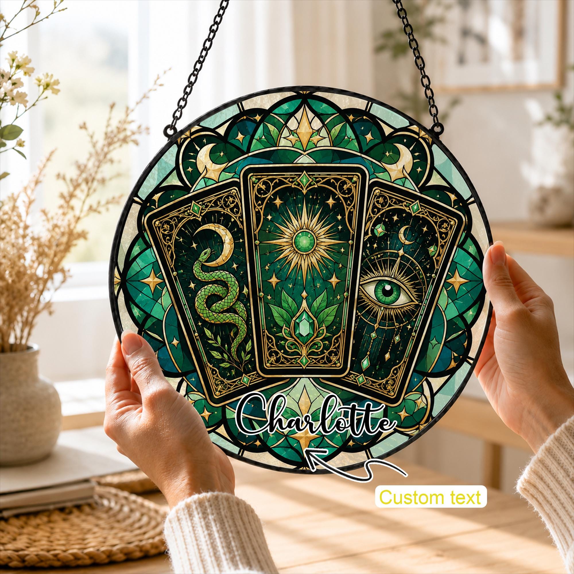 Mystic Moon Tarot Glass Window Suncatcher - Image 3
