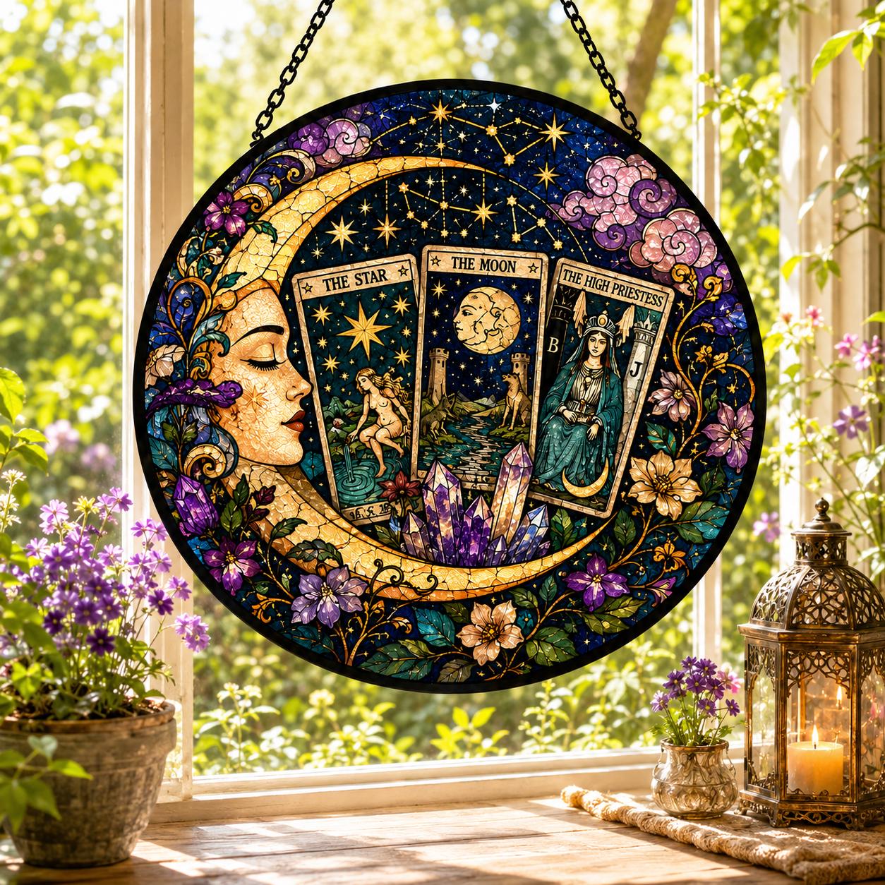 Mystical Moon Crystal Tarot Window Suncatcher - Image 3