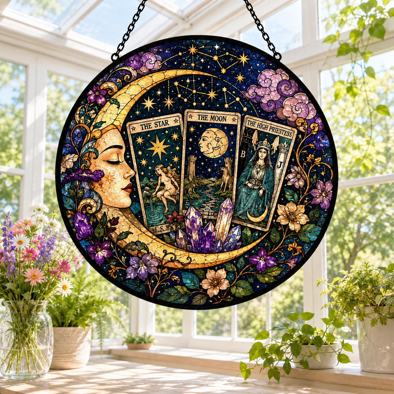 Mystical Moon Crystal Tarot Window Suncatcher