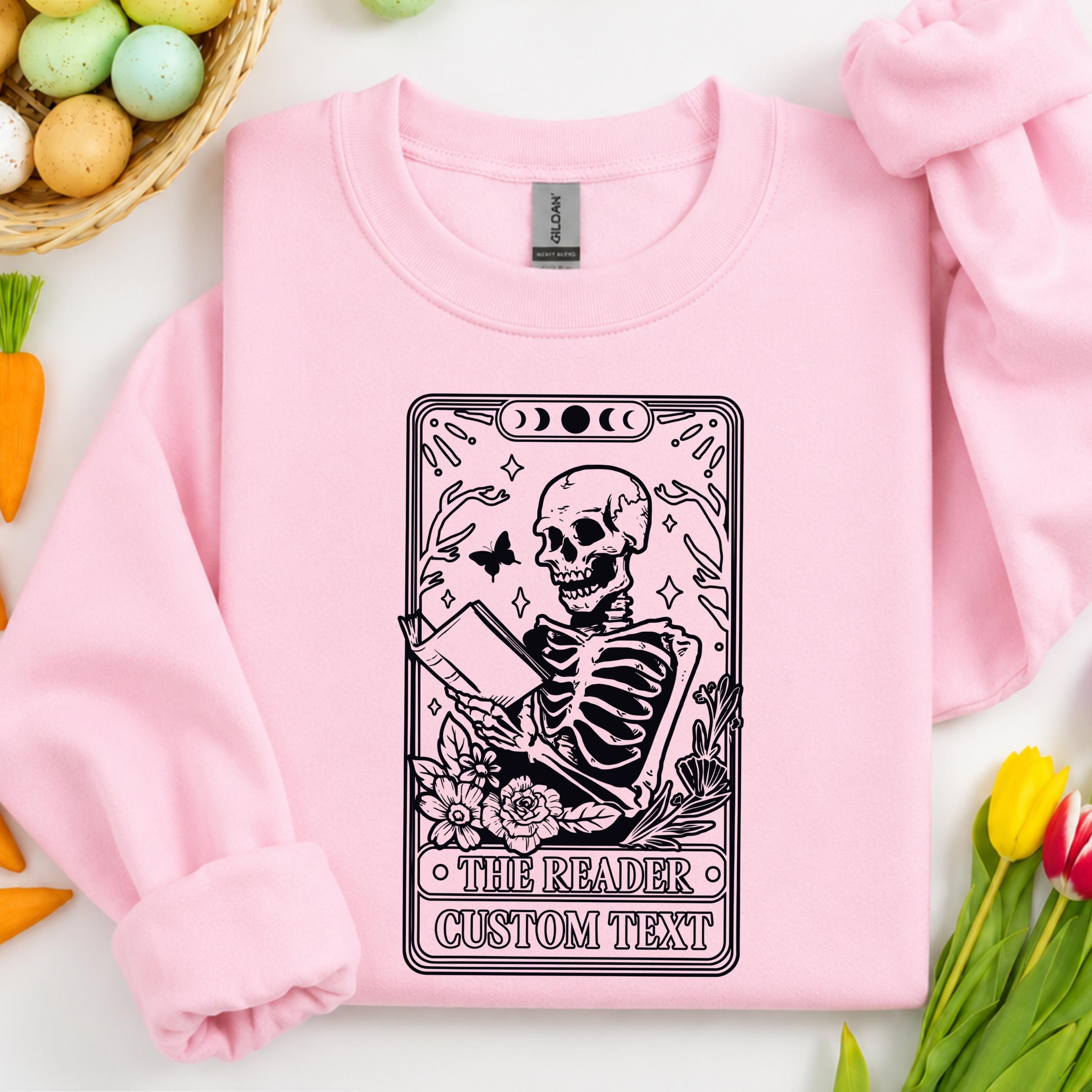 Skeleton Reader Moonlit Books Custom Sweatshirt - Image 6