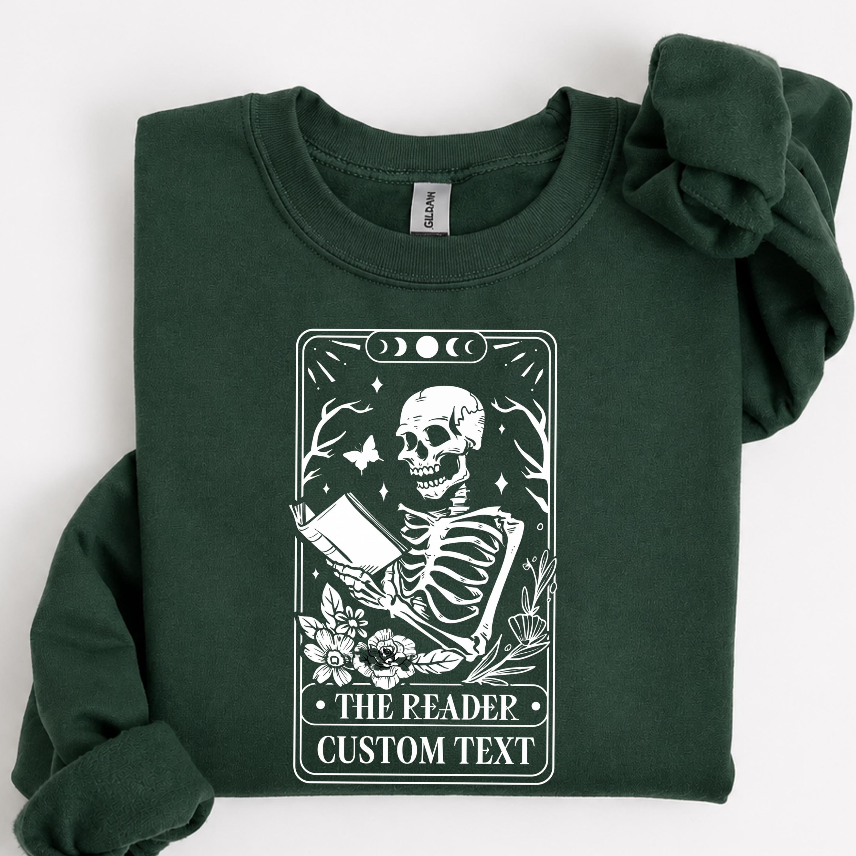 Skeleton Reader Moonlit Books Custom Sweatshirt - Image 5