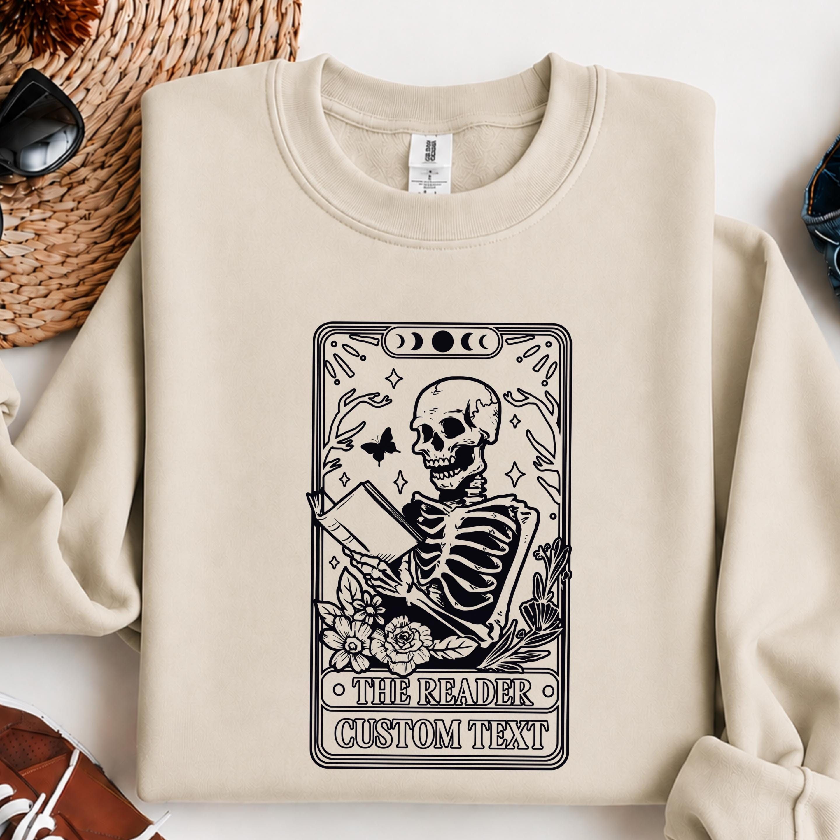 Skeleton Reader Moonlit Books Custom Sweatshirt - Image 3
