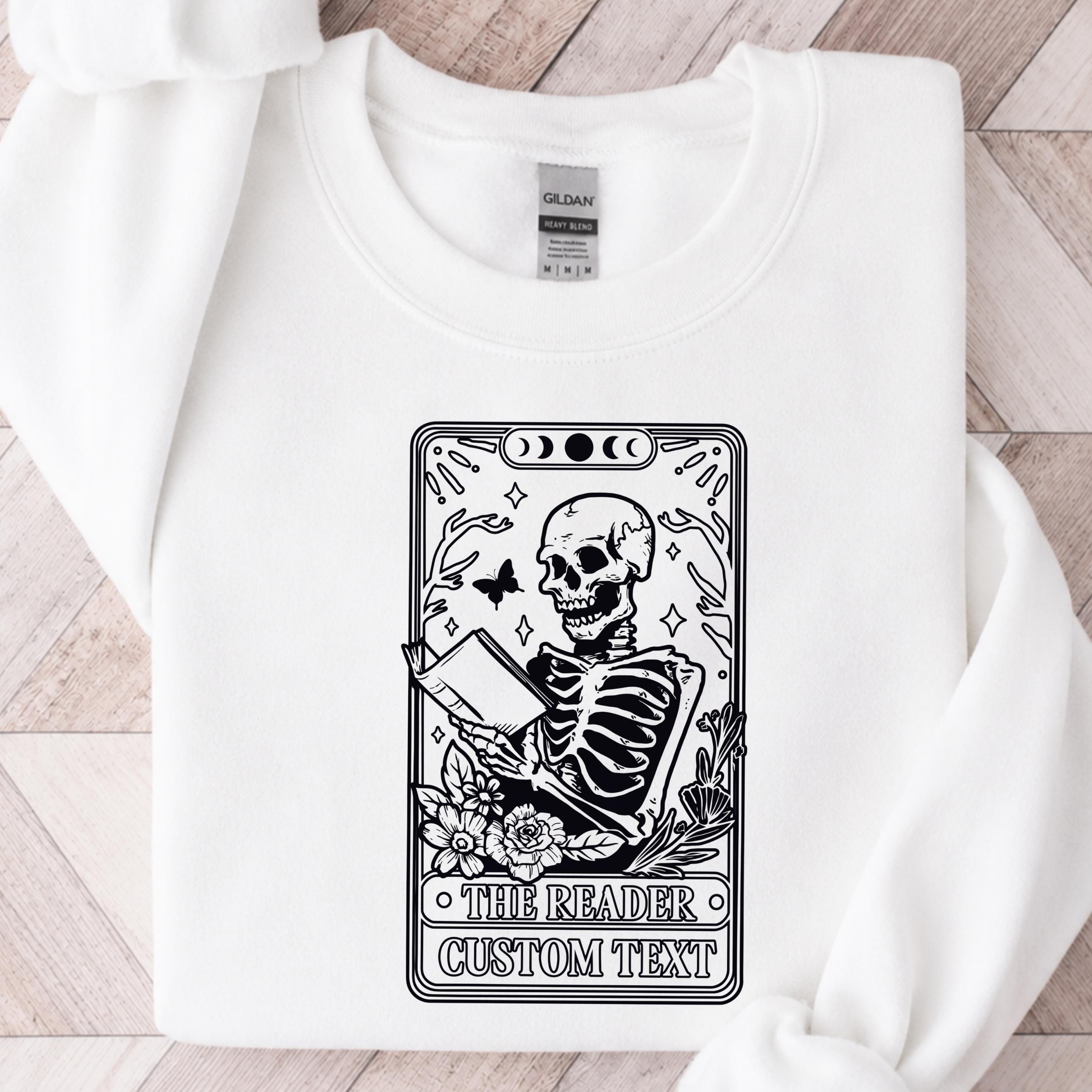 Skeleton Reader Moonlit Books Custom Sweatshirt - Image 4
