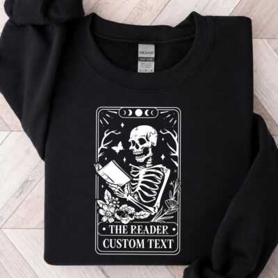 Skeleton Reader Moonlit Books Custom Sweatshirt