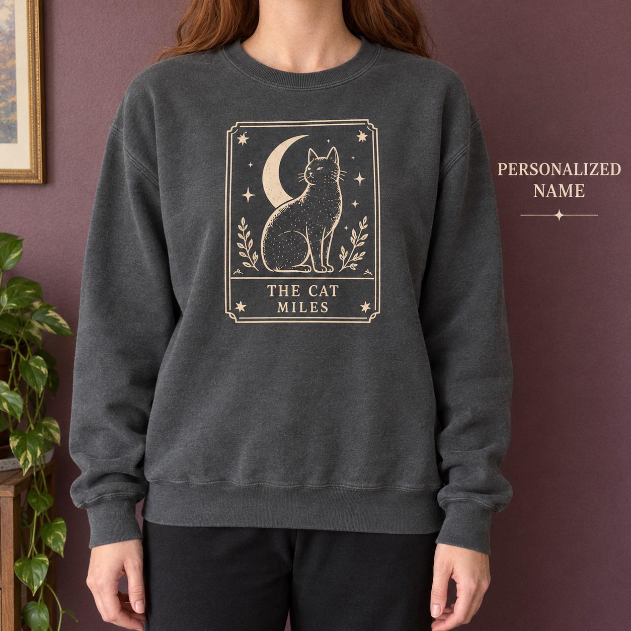 Witch Cat Moon Pumpkin Custom Sweatshirt - Image 4