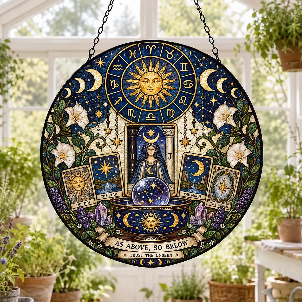 Zodiac Astrology Celestial Tarot Window Suncatcher