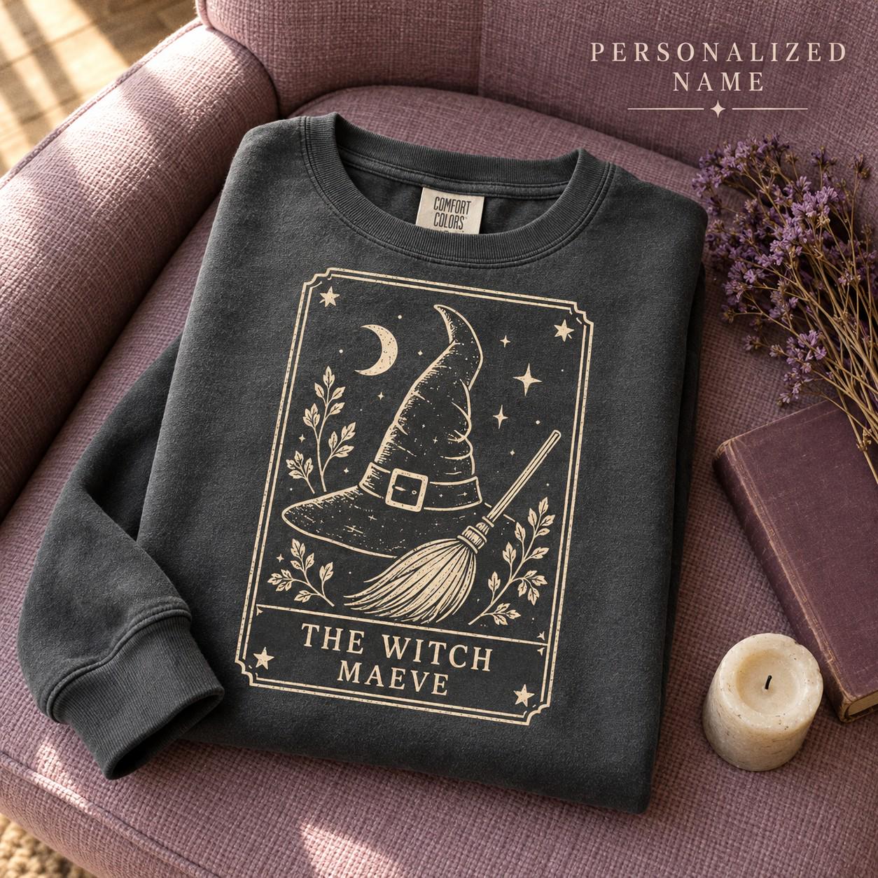 Witch Cat Moon Pumpkin Custom Sweatshirt