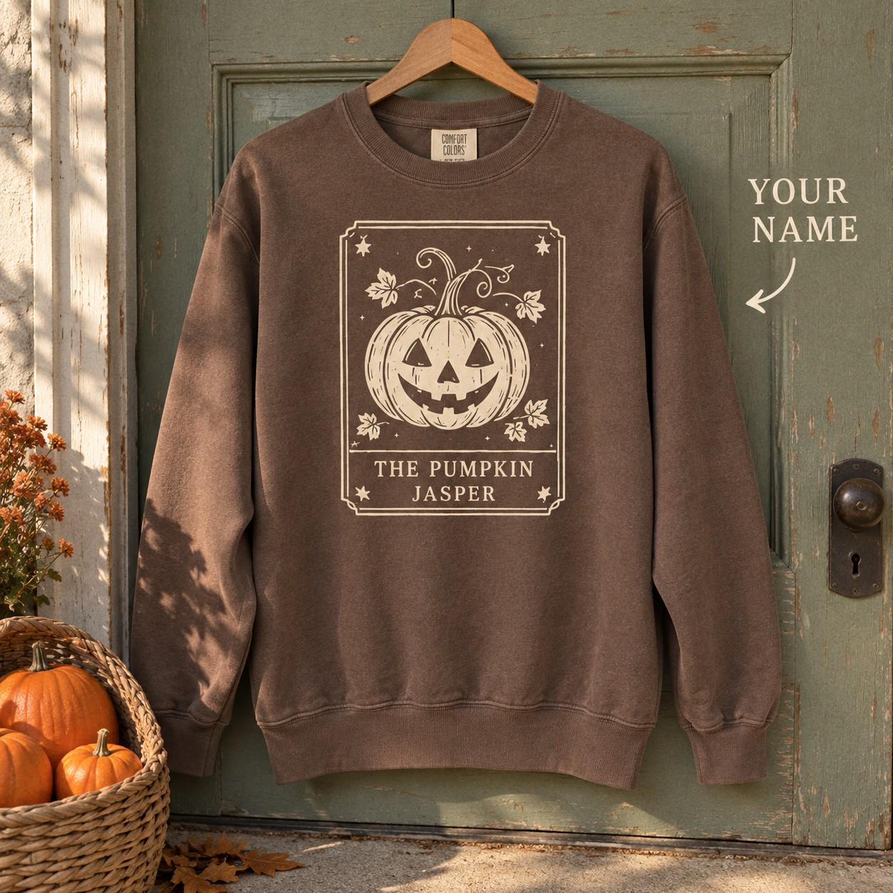 Witch Cat Moon Pumpkin Custom Sweatshirt - Image 5
