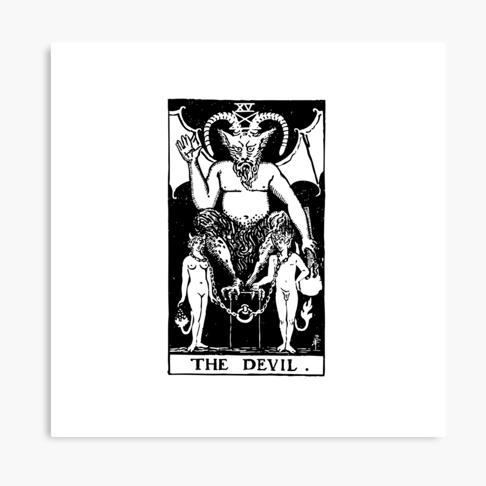The Devil Black White Tarot Design Poster