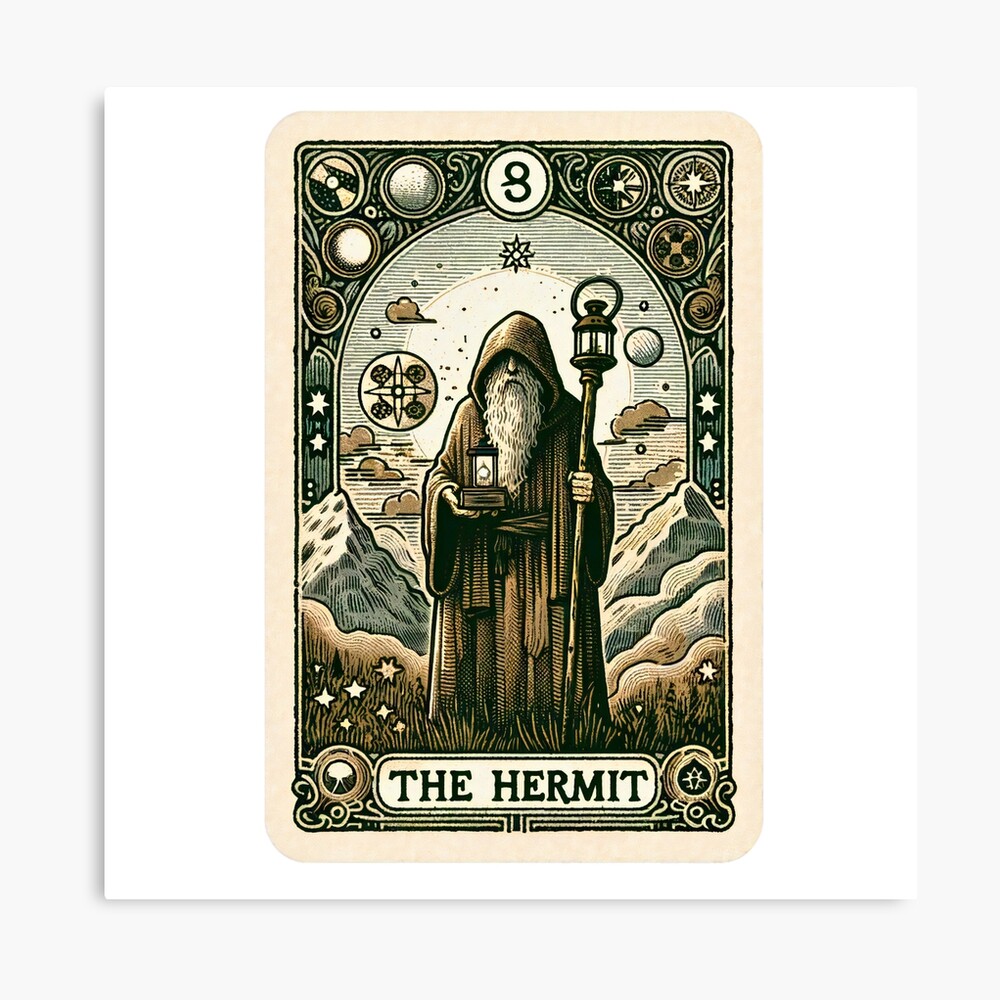 The Hermit Old Tarot Design Poster