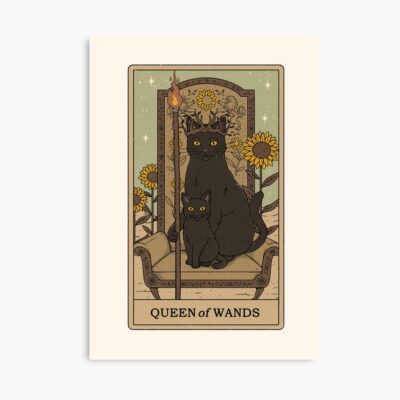 Queen Of Wands Mystic Tarot Design Poster